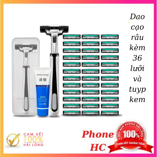 SET DAO CẠO RÂU + 36 ĐẦU DAO THAY THẾ (Tặng kèm tuýp kem cạo râu)