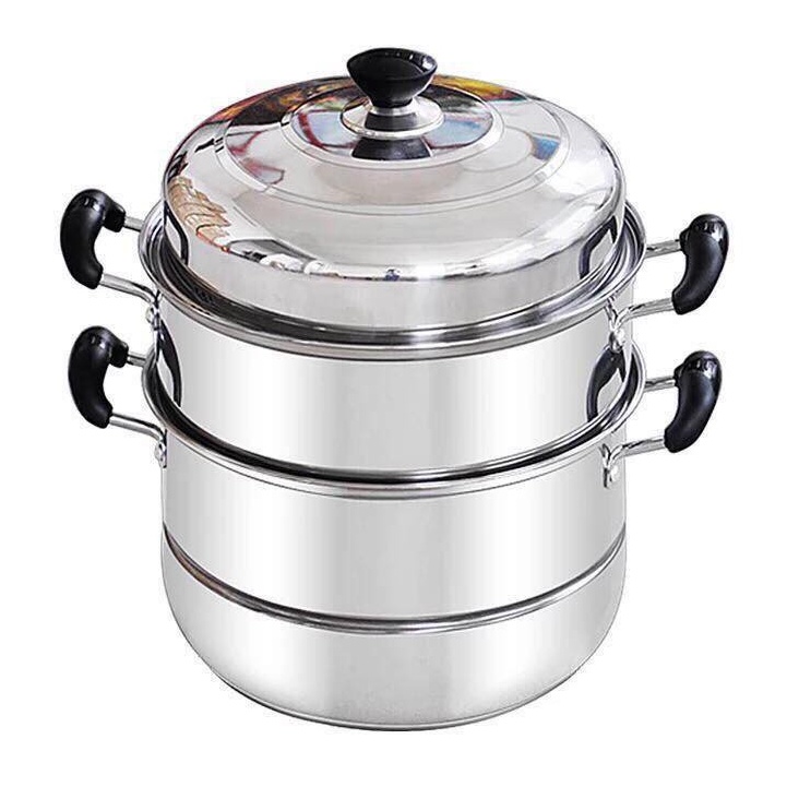Nồi xửng hấp bánh 3 tầng inox 28cm inox cao cấp