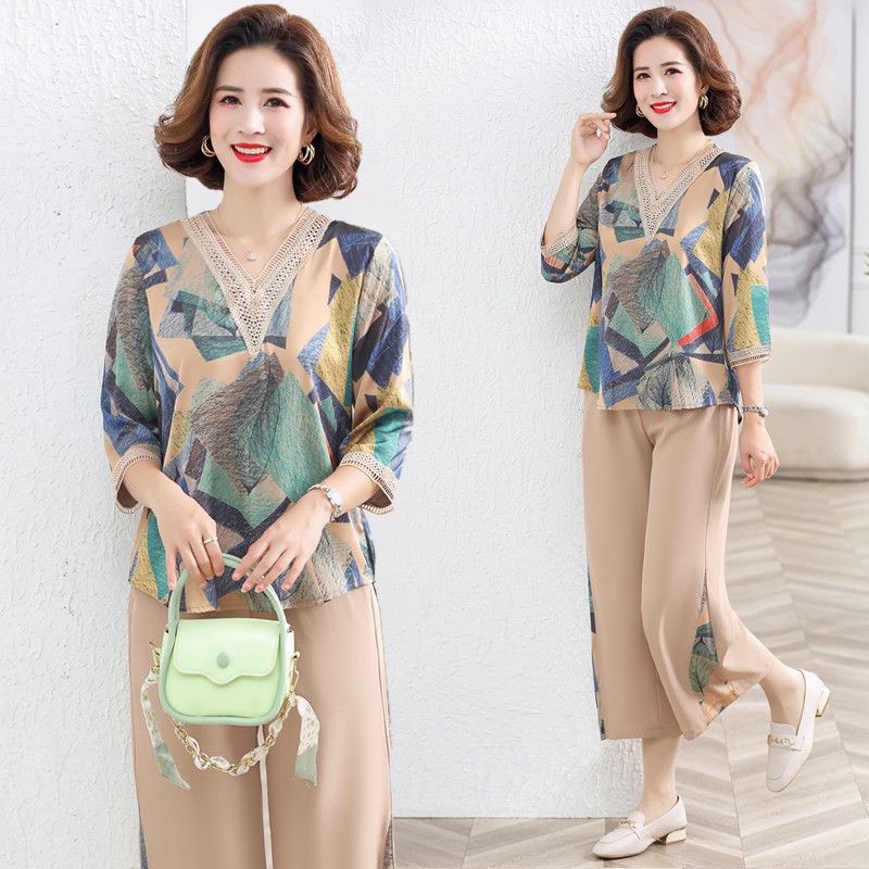 BỘ  TRUNG NIÊN CHẤT LỤA MANGO TAY LỠ MÃ K