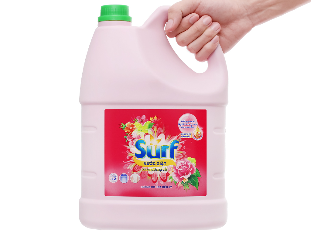 Nước giặt surf can hồng 3.8kg - can 3.6kg, 3.4l - nước giặt quần áo hương hoa lan toả