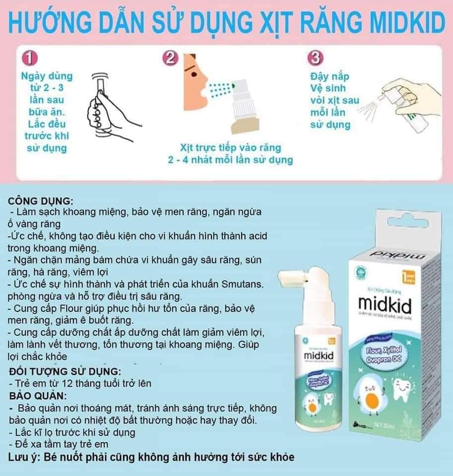 Xịt Chống Sâu Răng Cho Bé MIDKID - Cho Bé Hàm Răng Chắc Khỏe