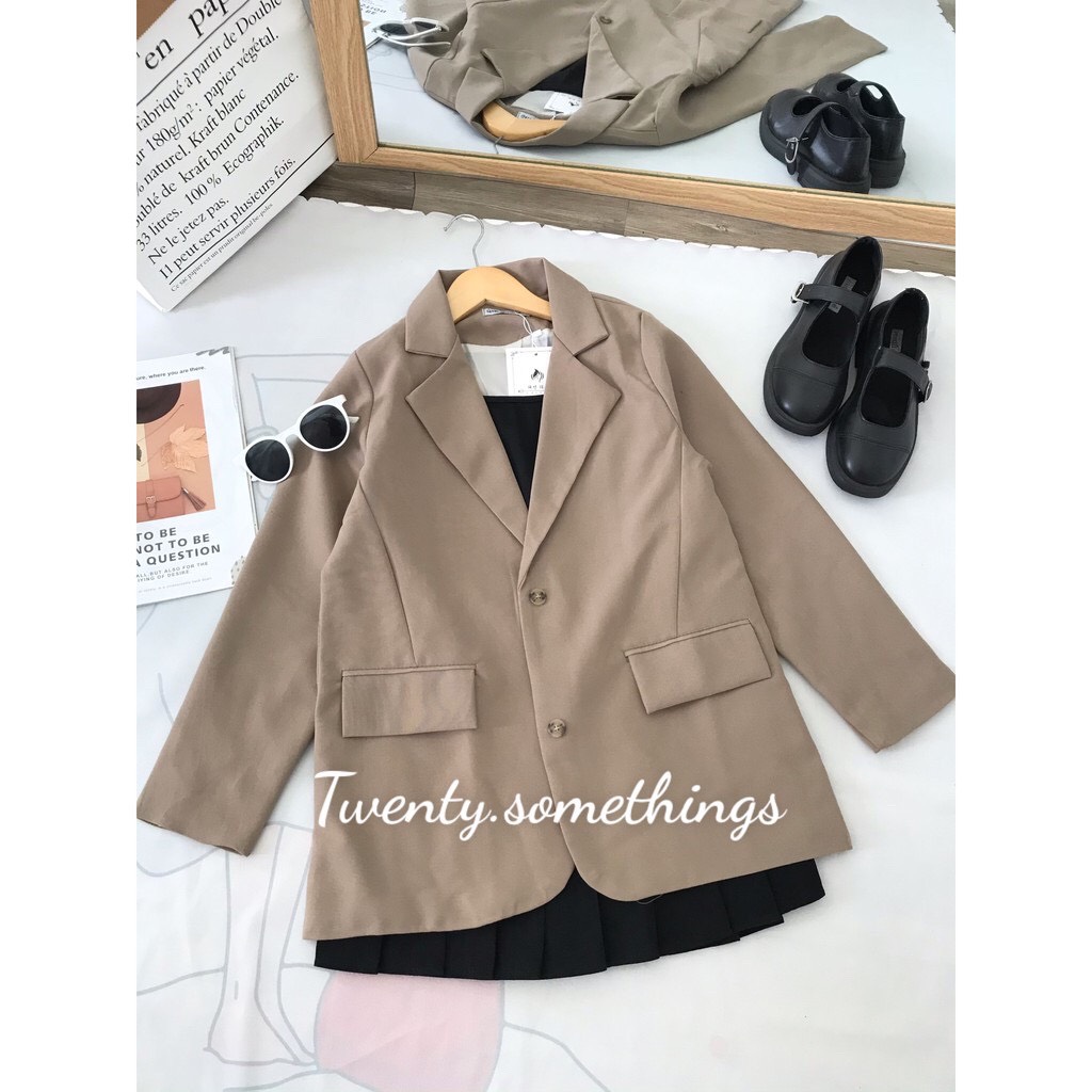 ÁO BLAZER NÂU TÂY HÀN QUỐC 2 LỚP (ảnh thật/sẵn/video)