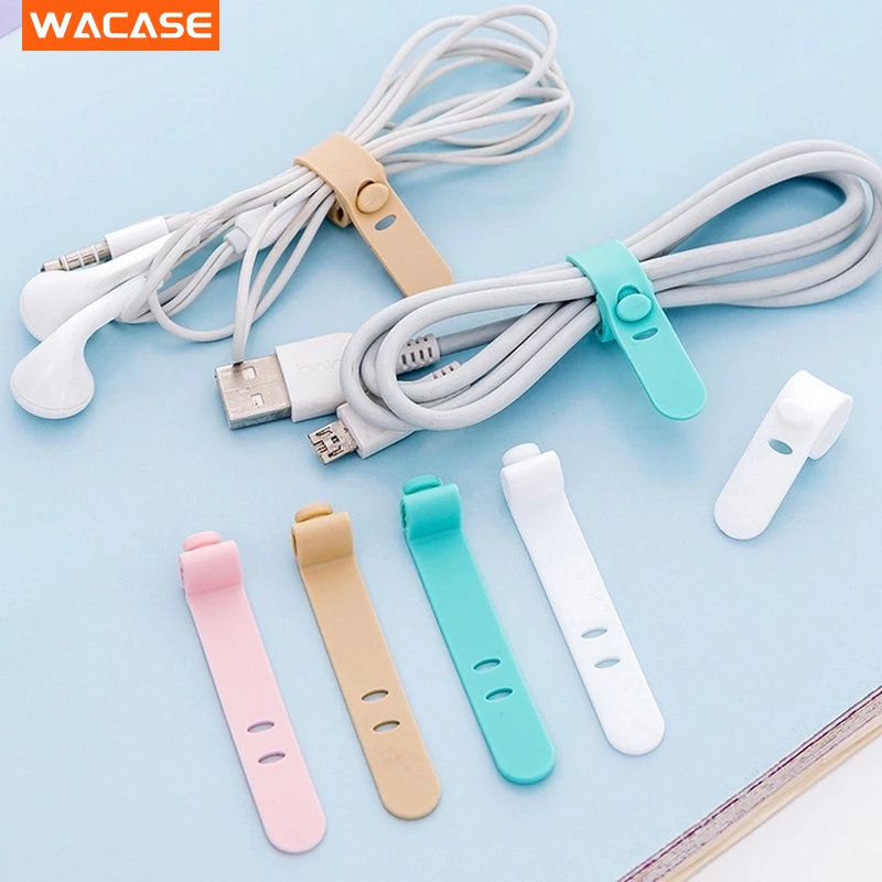 Bộ tổ chức cáp mỏng Dây silicon Bộ phận cuộn dây tai nghe Đường dữ liệu chuột Bàn phím cáp chống thất lạc Bộ lưu trữ cáp Bộ giữ dây Winder cho máy tính điện thoại