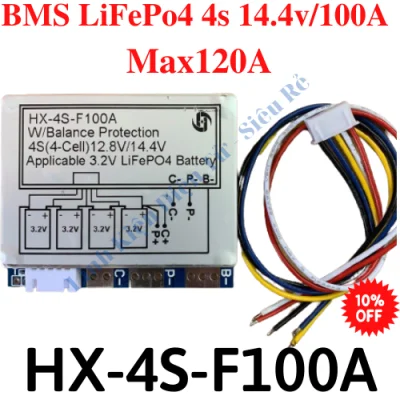 Mạch BMS HX-4S-100A,BMS 4s 100A,Mạch bảo vệ Pin LiFePo4 4s 14.4 100A