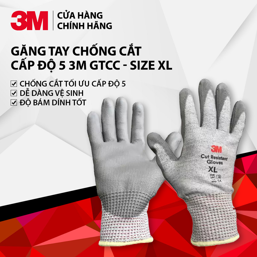 Găng tay chống cắt cấp độ 5 3M™ GTCC - size XL chống vật nhọn, sắc bén, kính, kim loại....