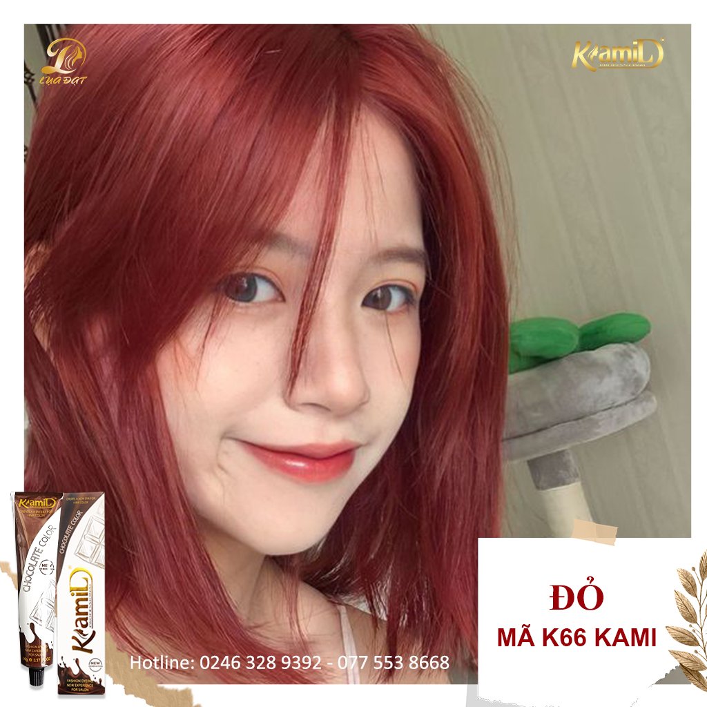 (KHÔNG CẦN TẨY) Thuốc nhuộm tóc màu light đỏ K66 KAMI chính hãng 💖 TẶNG KÈM 1 CHAI OXY TRỢ DƯỠNG 100ML 💖
