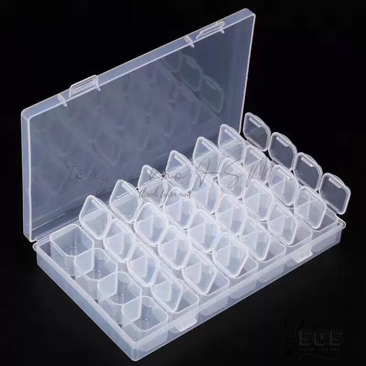 Khay nhựa set 28 ô - 6 ô đựng phụ kiện charm nail - Phụ kiện đồ nail