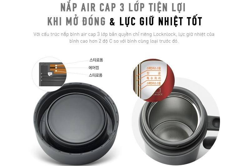 Bình giữ nhiệt Lock & Lock 500ml Basic Table Mug [ LHC9002 ] - ca nước Inox 304 có quai cao cấp