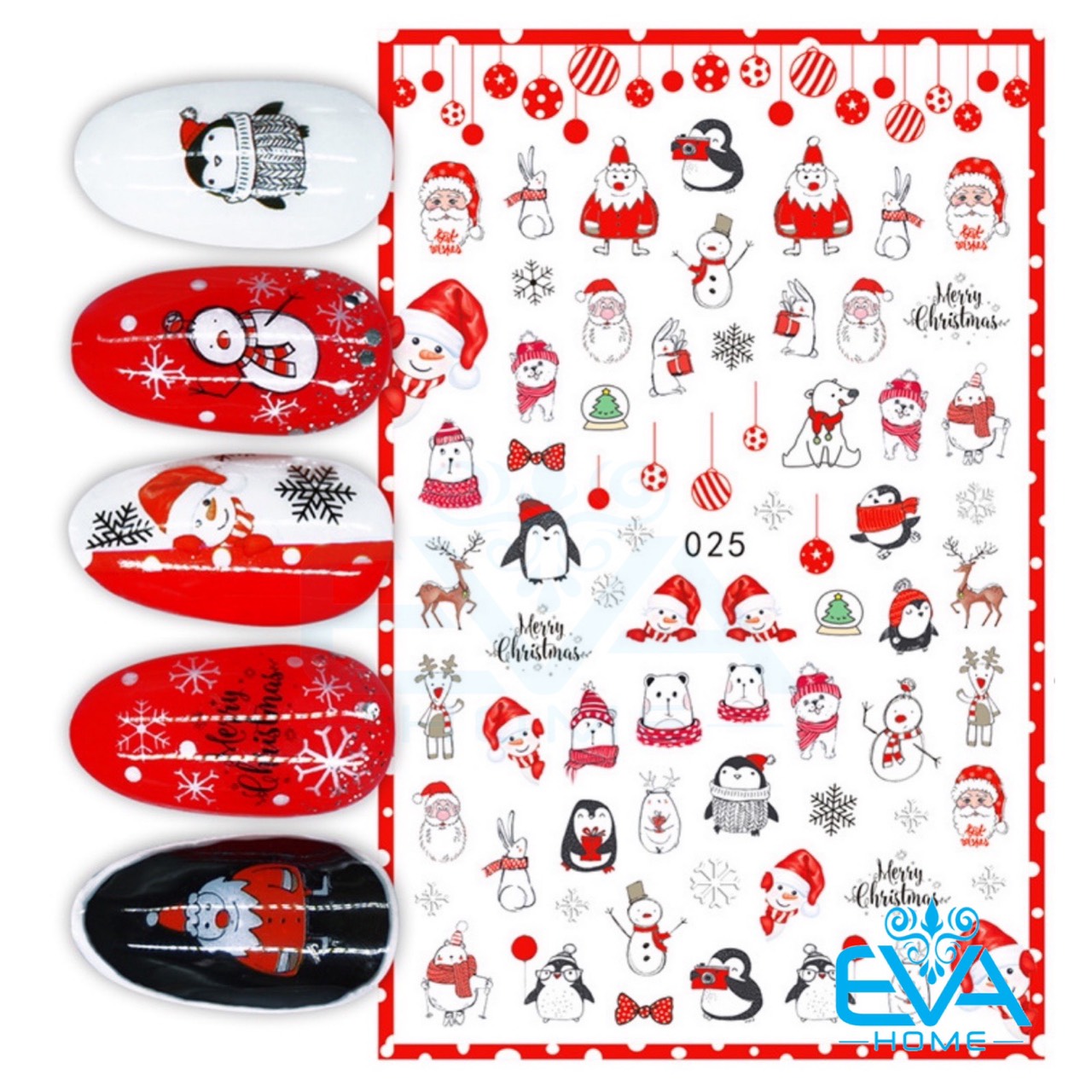 [HCM]Decal Dán Móng Tay 3D Nail Sticker Hoạ Tiết Trang Trí Noel Giáng Sinh EB025