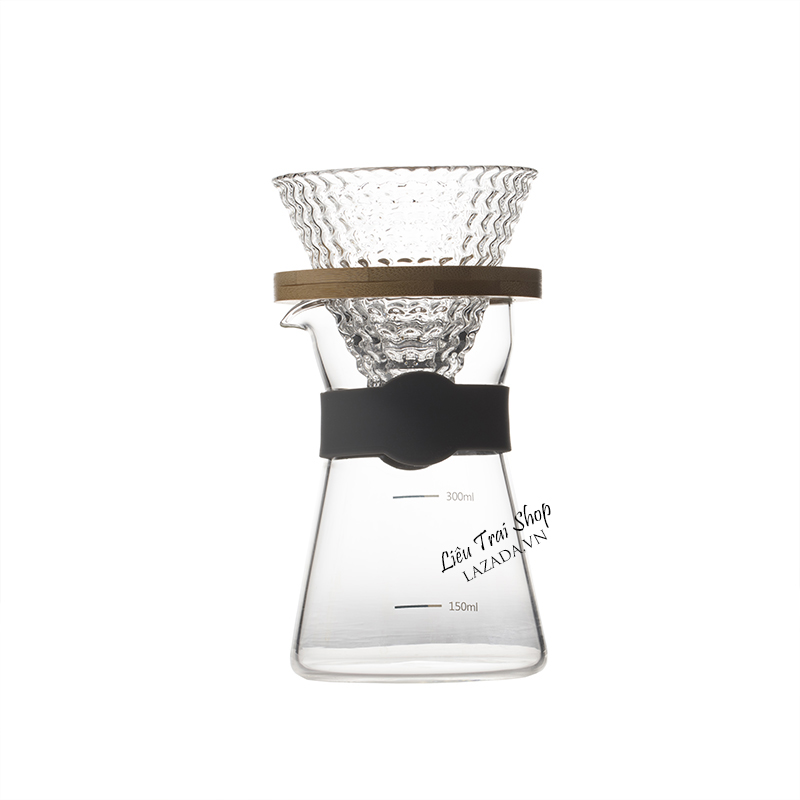 Bộ bình và phễu v60 pha cà phê cafe Pour over brew drip ba màu