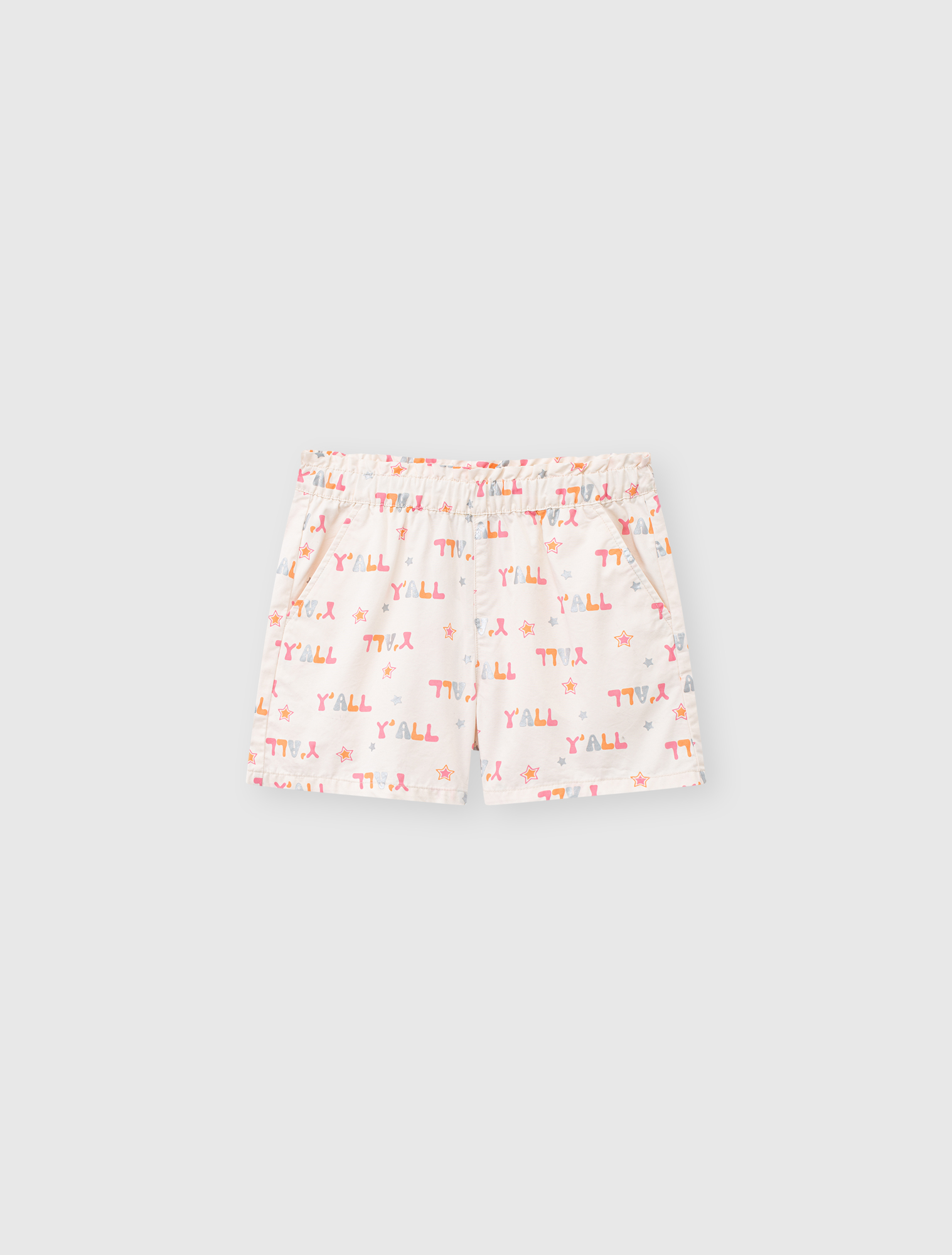 Quần soóc bé gái canifa cotton cạp chun phối bèo 1bs24s006