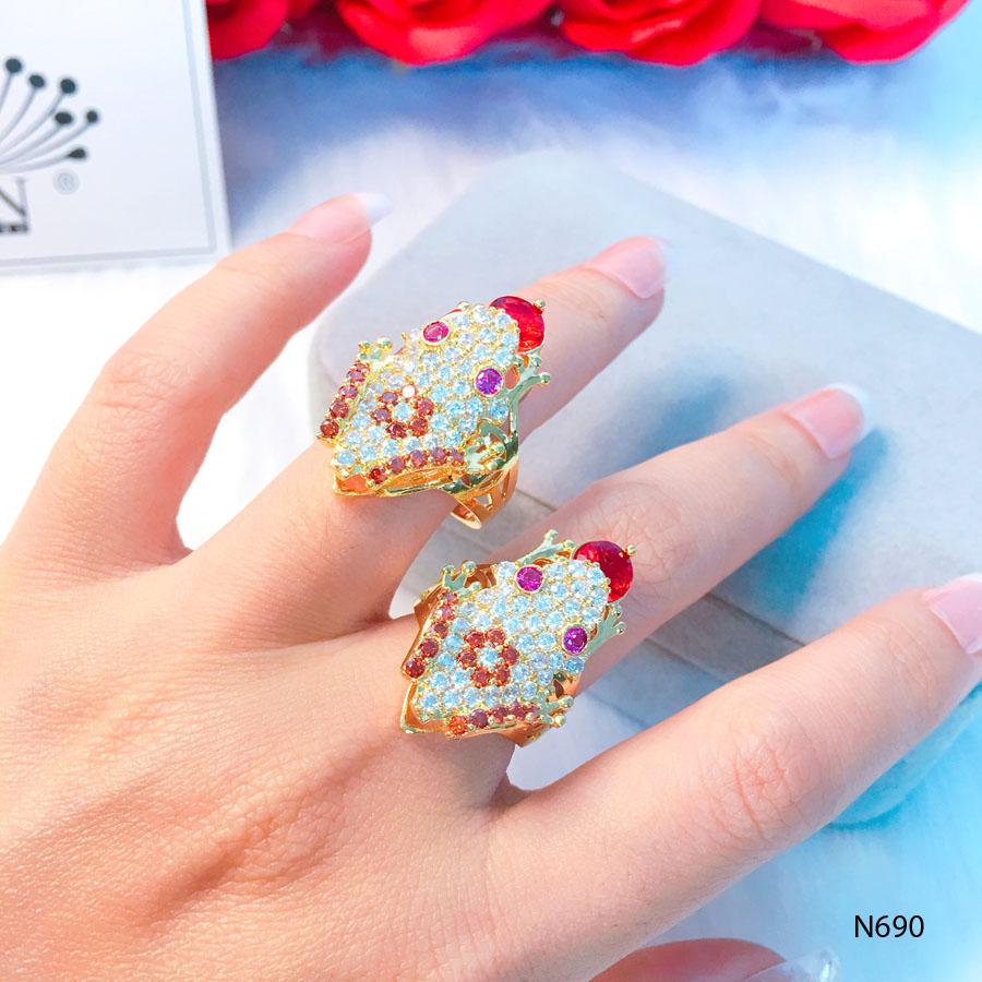 Nhẫn nữ cao cấp, nhẫn cóc đá đỏ may mắn tài lộc thiết kế thời thượng Orin N690 33r