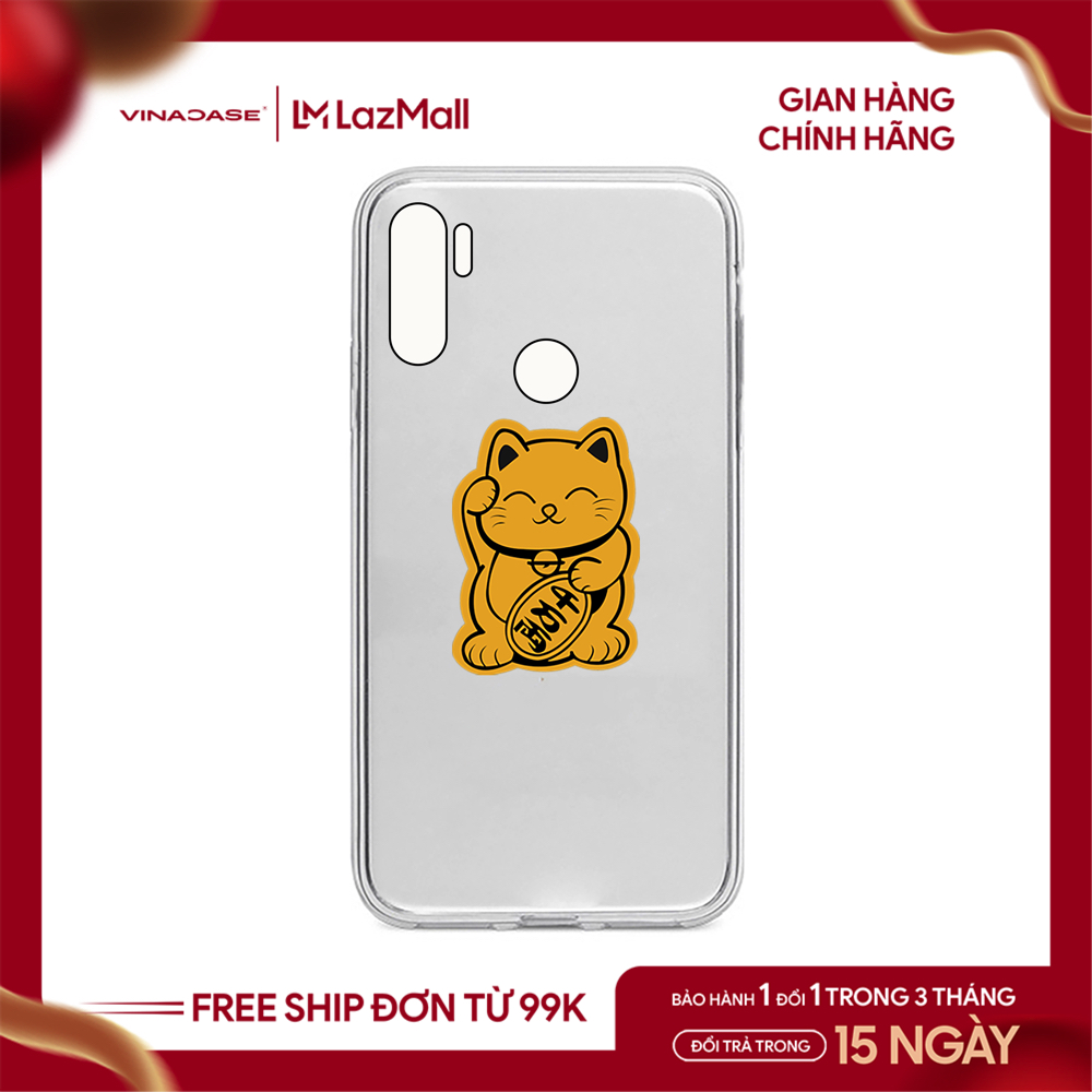 Ốp lưng Vina Case Vsmart Joy 1/Joy 2/Joy 3/Active 3/Live 4/Aris..... Silicone trong mèo thần tài vàng