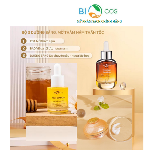 Combo Dưỡng Sáng Da,Mờ Thâm Nám BIOCOS ( Kem Dưỡng B5- 20gr ,Tinh Chất Nám 30ml ,Tinh Chất Sáng Da 30ml)