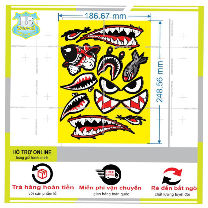 Logo sticker răng cá mập