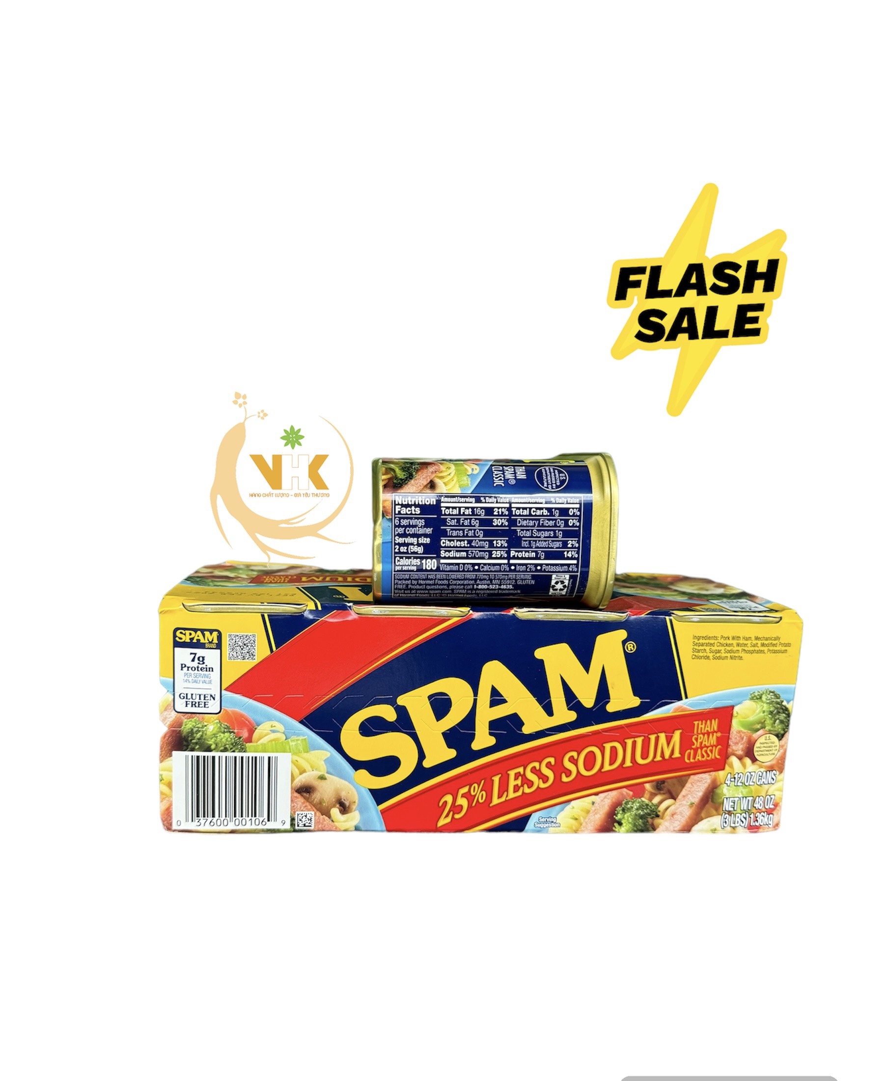 THỊT HỘP SPAM MỸ 340GR ( GIẢM 25% NATRI) DATE 2027