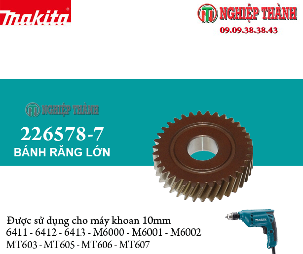 Nhông Bánh Răng Lớn Máy Khoan 10mm Makita (226578-7)