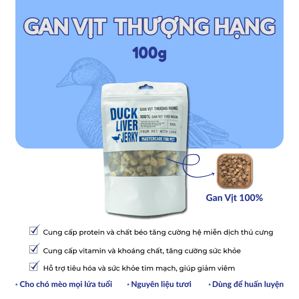 Gan Vịt Sấy Khô Cho Mèo Chó MASTERCARE 100gr