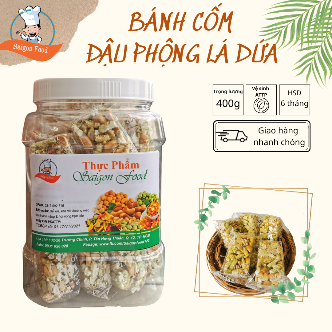 Bánh cốm đậu phộng lá dứa 400g Saigonfood
