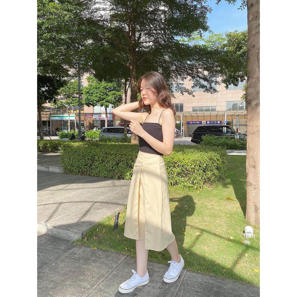 Chân Váy Dài Xoắn Nơ Đen,Be (S/M/L)
