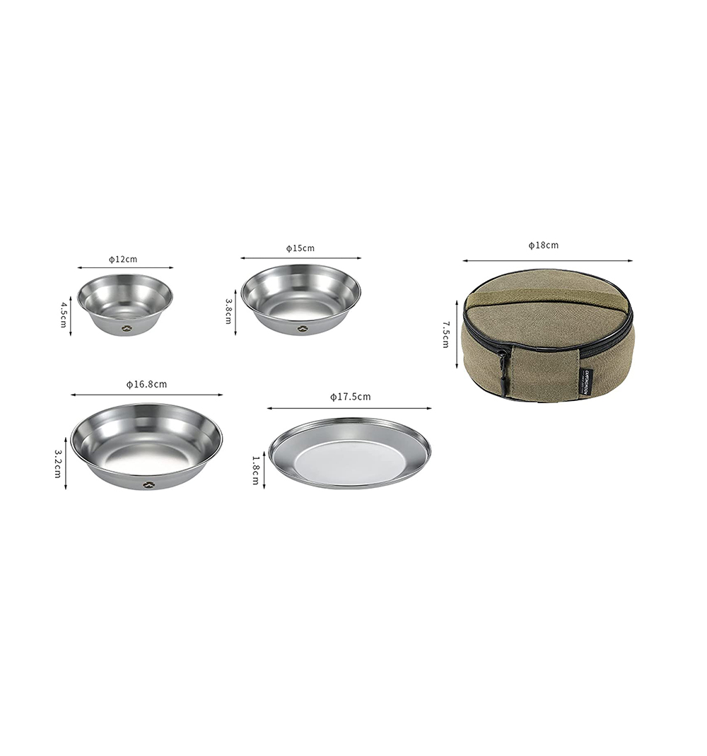 Bộ bát chén đĩa inox Campingmoon S395-1S (4 món)