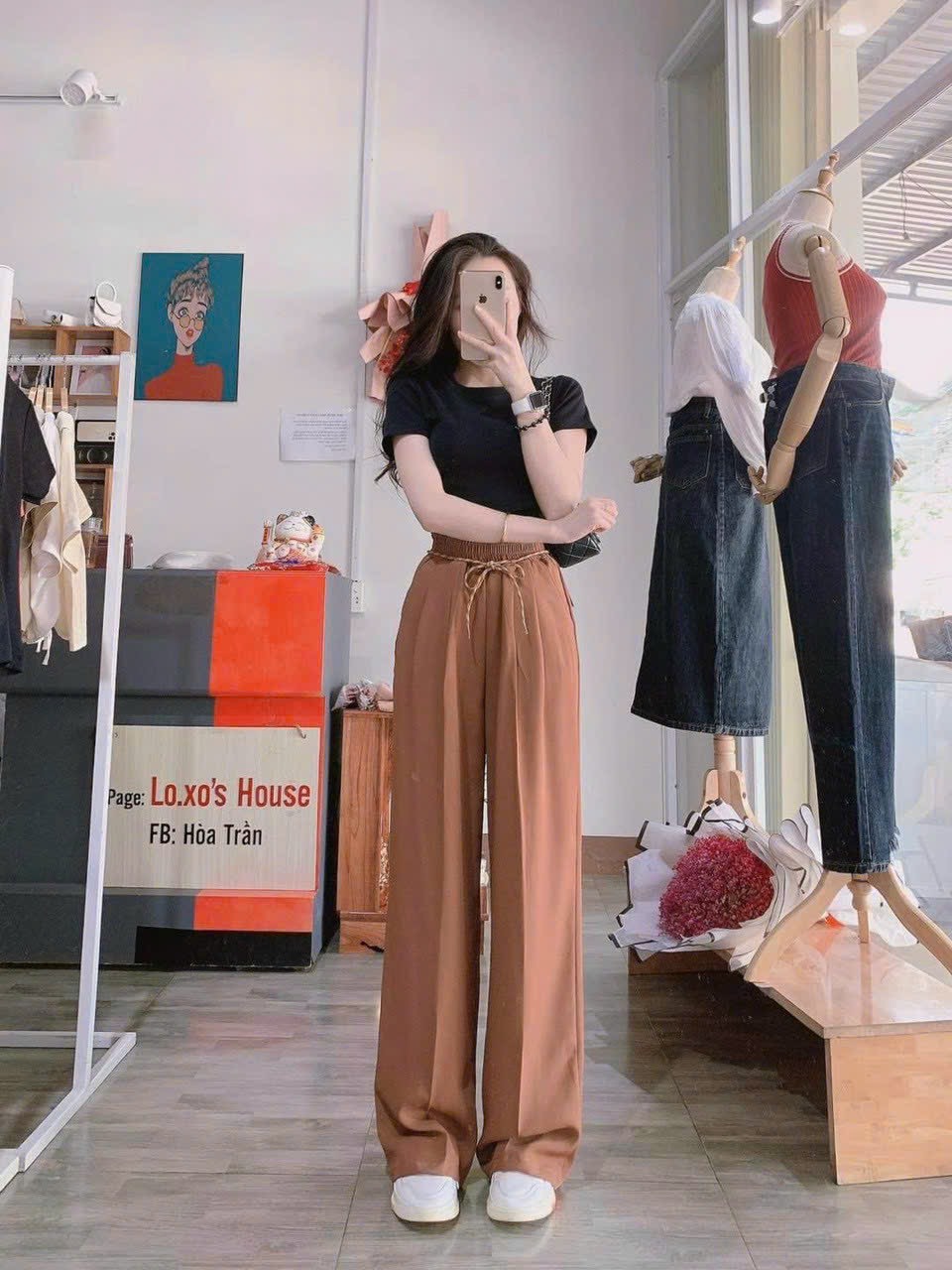 Quần suông vải tuyết mưa phom 40-60kg lưng thun có kèm đai siêu hot.
