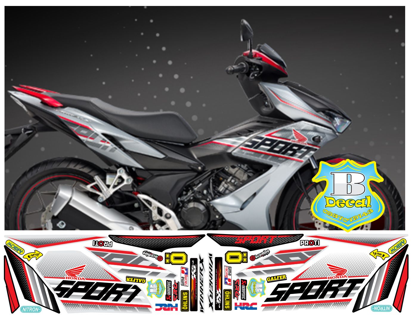 Tem rời winner X SPORT dán xe bạc