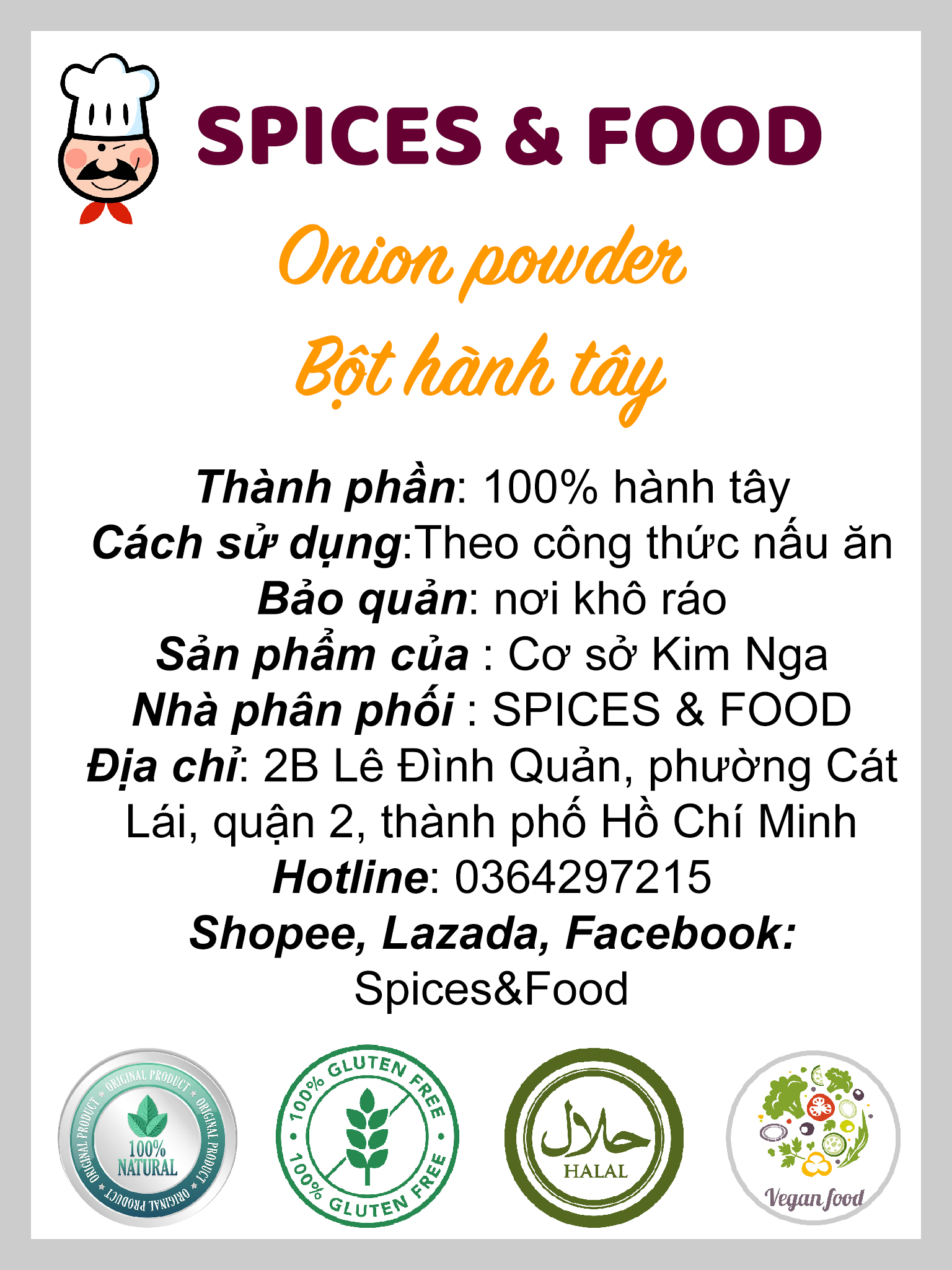[Hũ 120ml] Onion powder - Bột hành tây ướp thịt thơm ngon siêu sạch