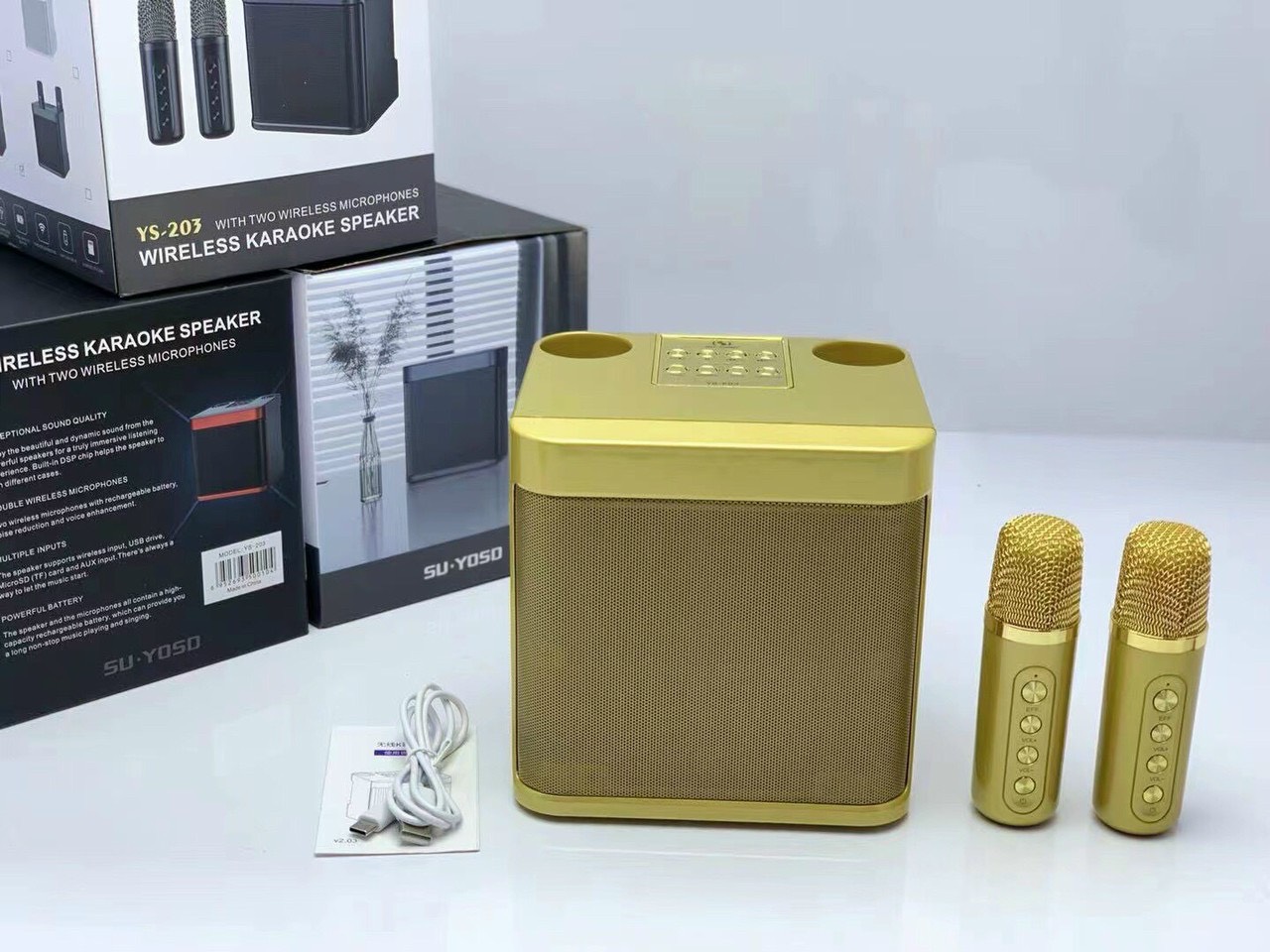 [ Loa Hot - SALE CỰC KHỦNG ] Loa Nghe Nhạc, Karaoke Bluetooth Su-Yosd YS-203 Cao Cấp Kèm 2 Micro Không Dây, Công Suất Lớn - Loa Bass Mạnh, Âm Thanh Cực Chắc, Chống Rè, Chống Hú, Kết Nối Bluetooth - USB - Thẻ Nhớ - AUX, Dễ Dàng Tuỳ Chỉnh Kokomi ssa