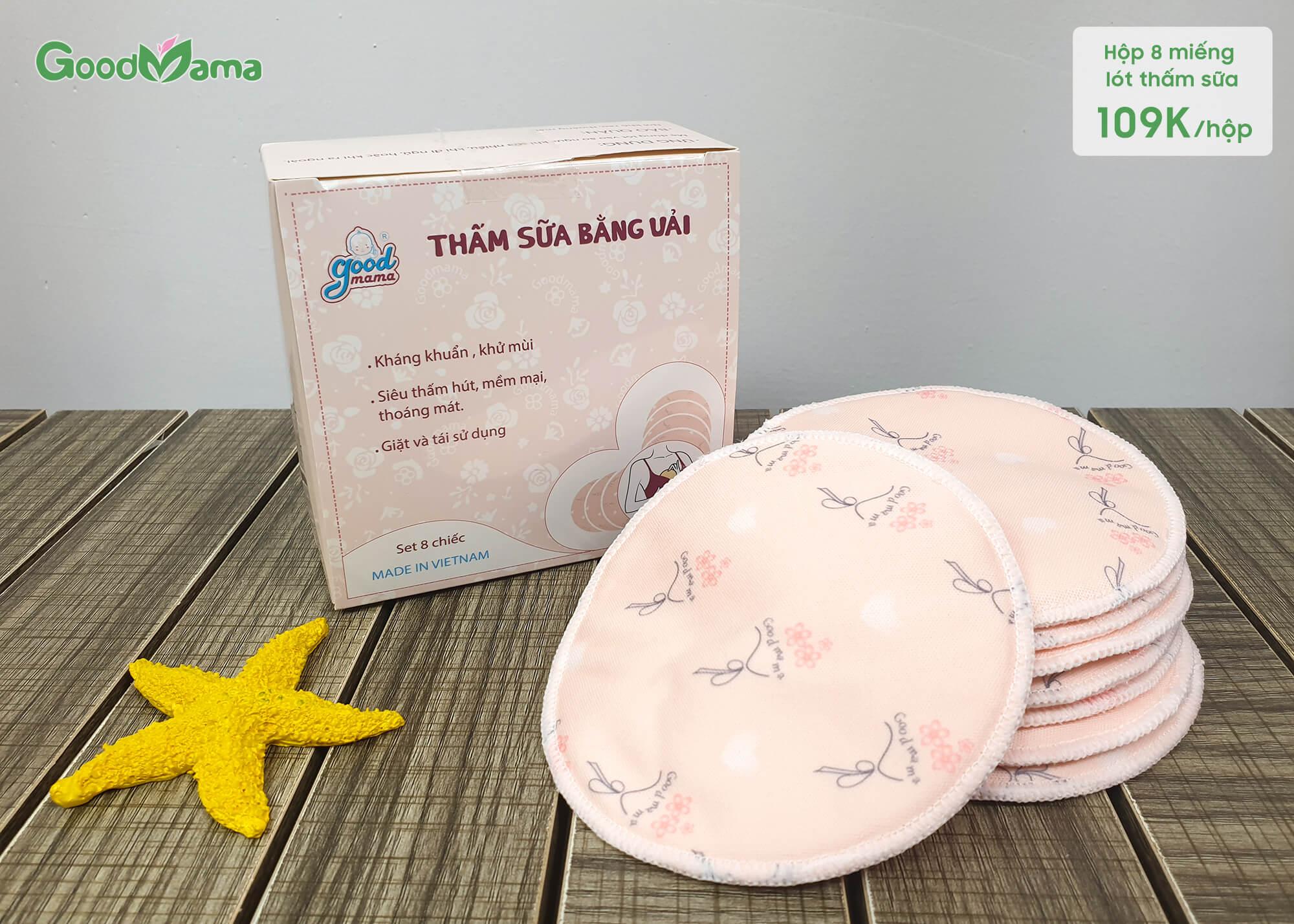 Miếng lót thấm sữa bằng vải Goodmama ( giặt và tái sử dụng được nhiều lần)
