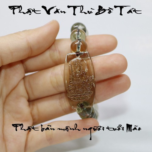 Vòng lắc tay mặt phật Văn Thù Bồ Tát 10ly đá màu cao cấp - tặng kèm dây sâu vòng dự phòng - Phật bản mệnh người tuổi Mão - cầu bình an may mắn