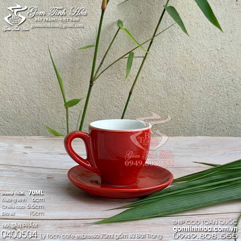 Ly tách cafe Espresso gốm sứ Bát Tràng men màu