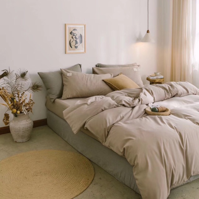 Set chăn ga gối cotton đũi - Màu begie - Nude, cam kết hàng đúng mô tả, chất lượng đảm bảo an toàn đến sức khỏe người sử dụng