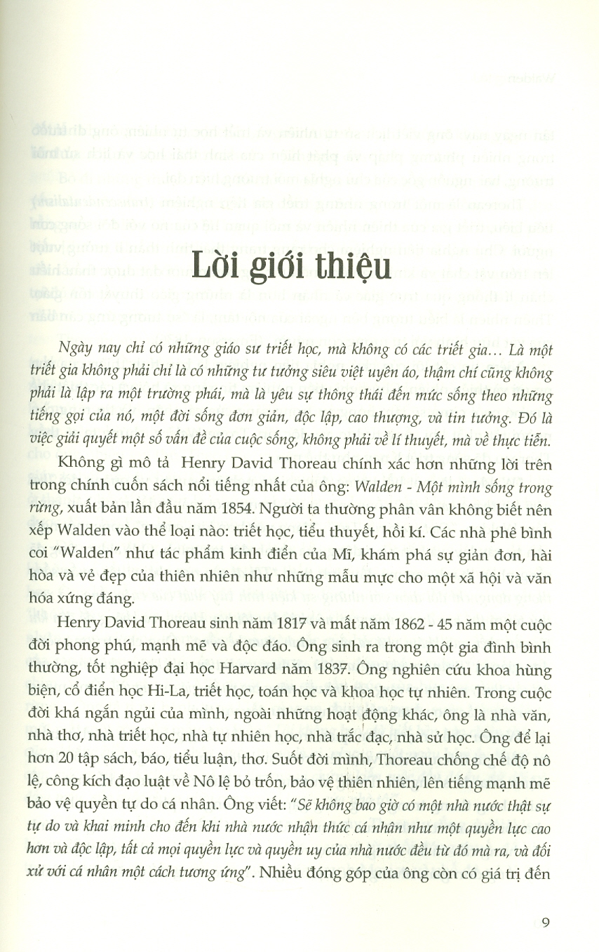 Walden - Một Mình Sống Trong Rừng (Tái Bản)