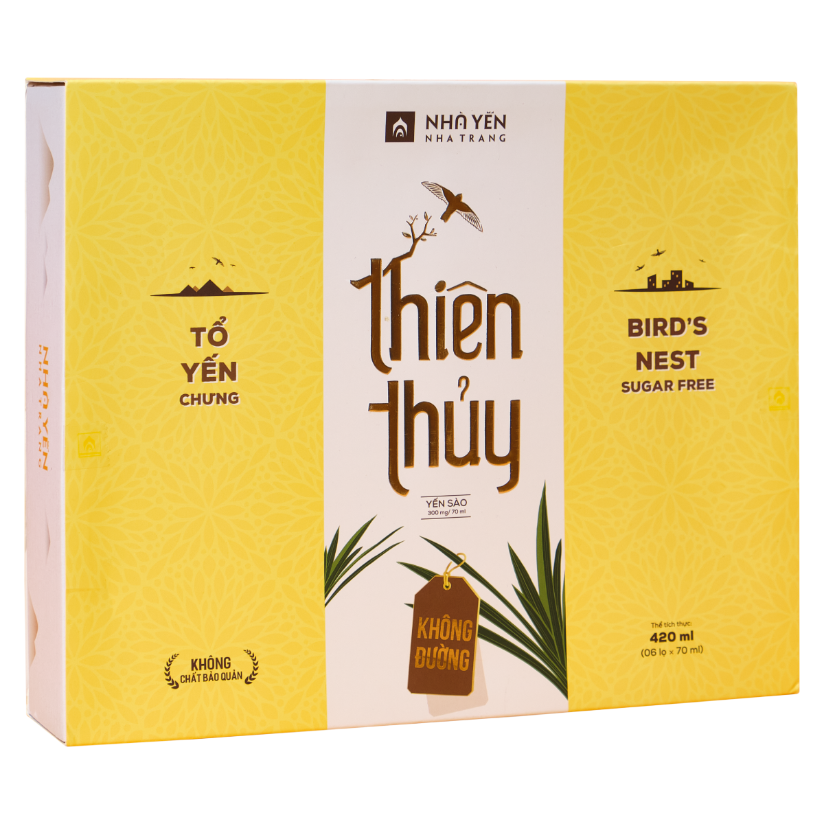 Tổ yến chưng sẵn Thiên Thủy - Vị lá dứa - Nhà Yến Nha Trang - Hộp 6 lọ - Yến không đường -  Nước yến sào cao cấp - Nước yến chưng sẵn