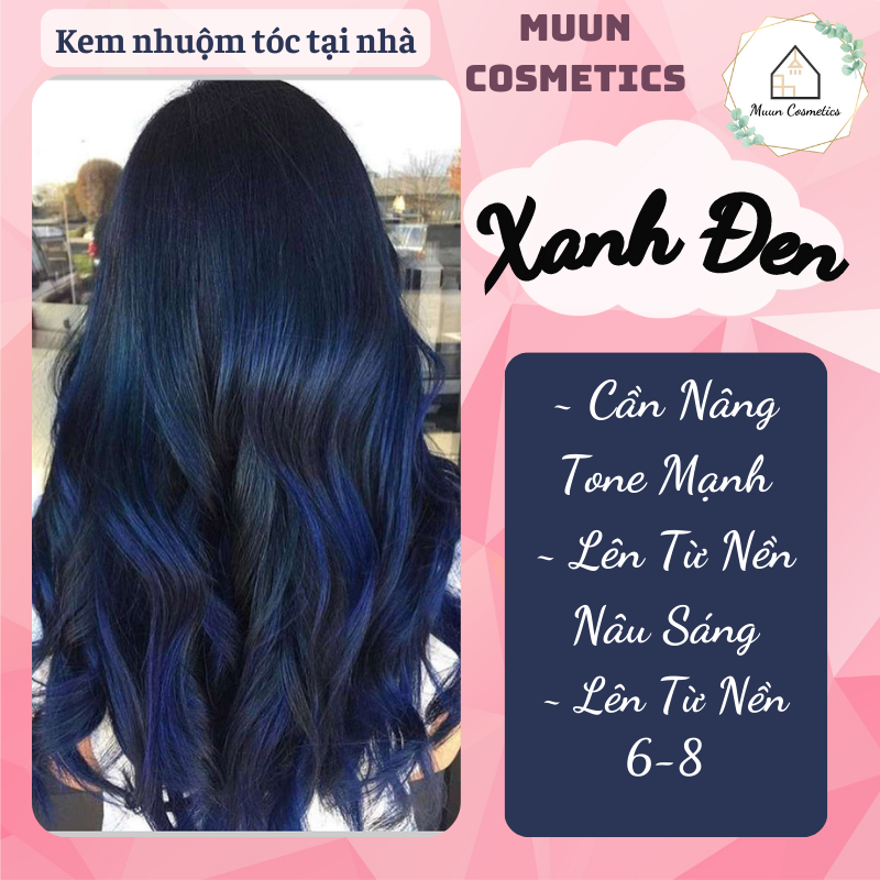 Thuốc Nhuộm Tóc Xanh Đen (Tặng Kèm Oxy Trợ Nhuộm và Chụp Tóc, Bao Tay)