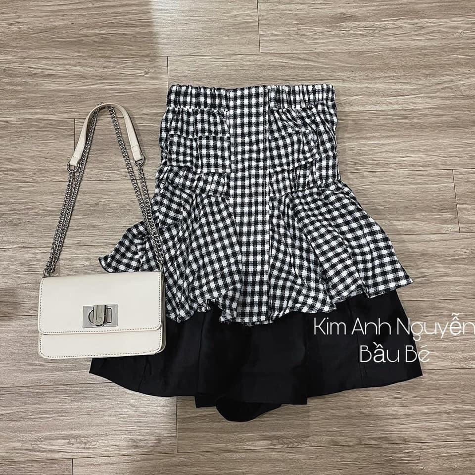 Set áo kẻ caro quần short
