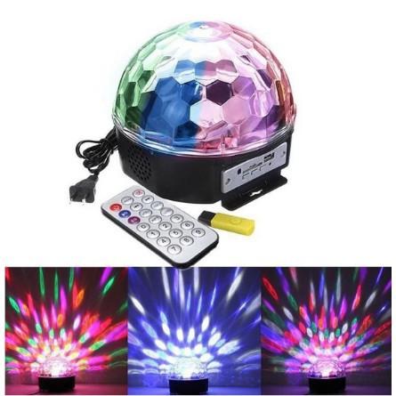 Đèn Led Sân Khấu Quả Cầu Xoay Cảm Biến Theo Nhạc + Remote ( Đen)