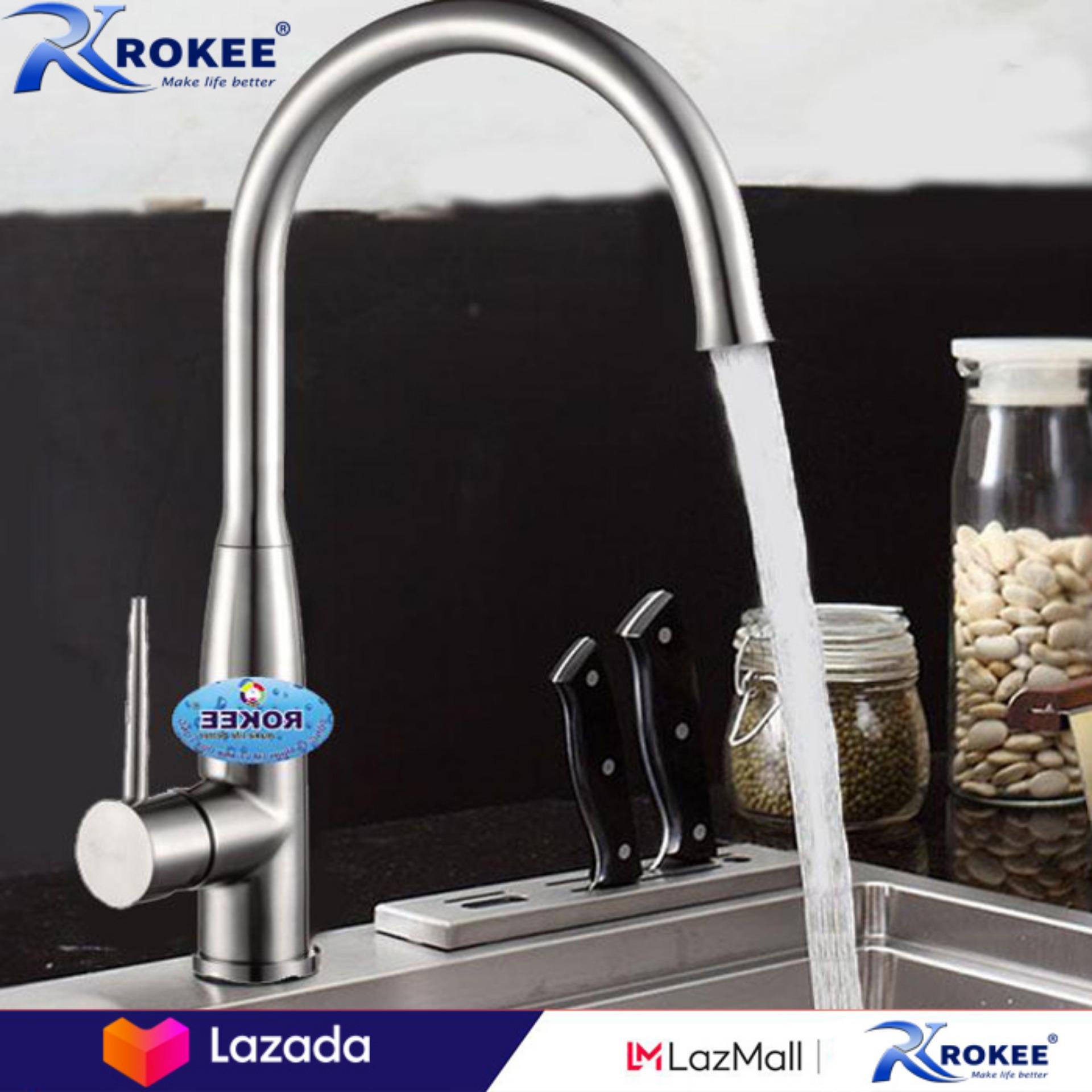 Vòi rửa chén nóng lạnh ROKEE - DL111 (Trắng bạc)