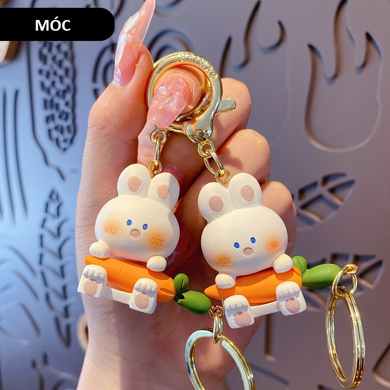 Móc khóa cặp Thỏ - Cà rốt có thể tháo rời