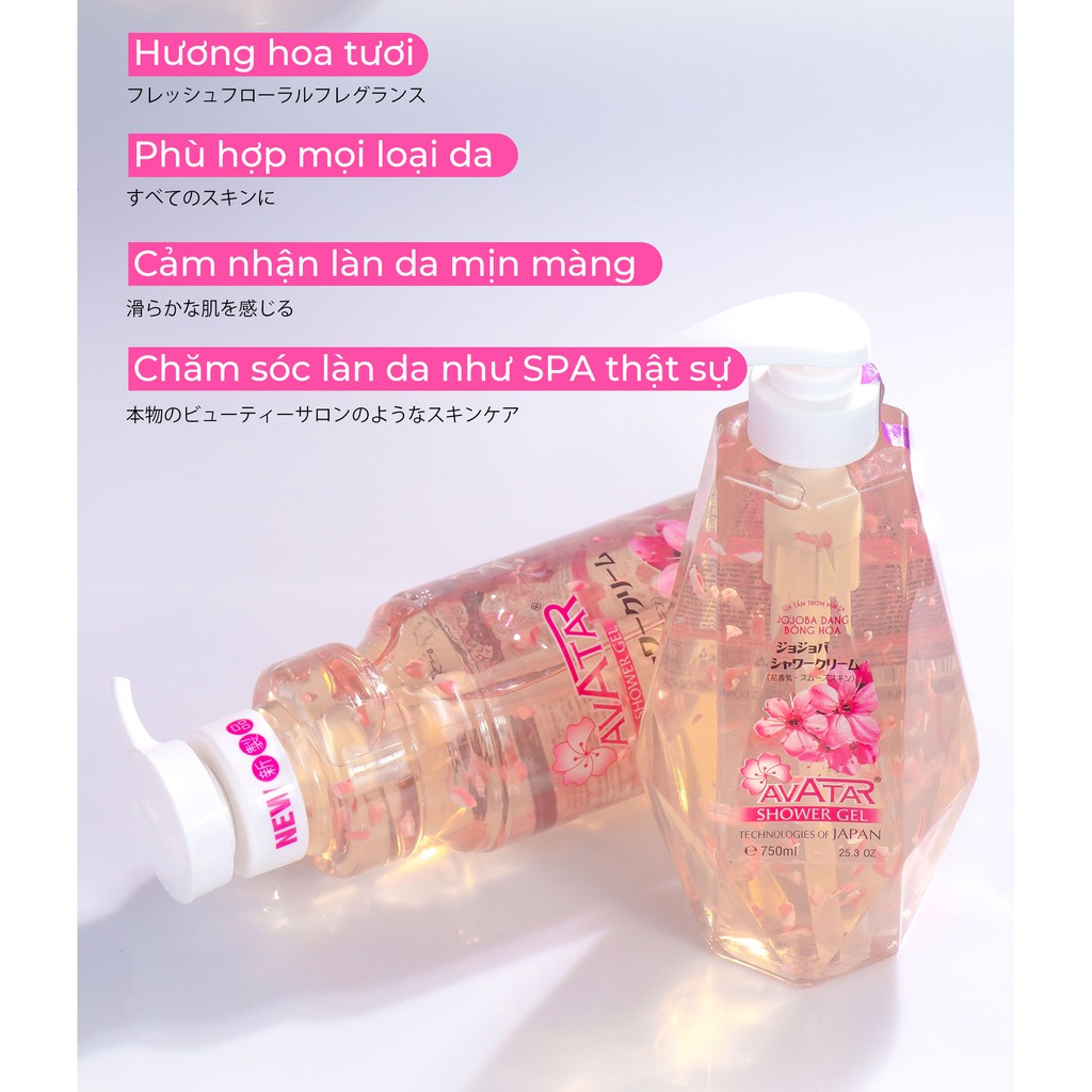Sữa tắm thơm mịn jojoba cánh hoa 750ml