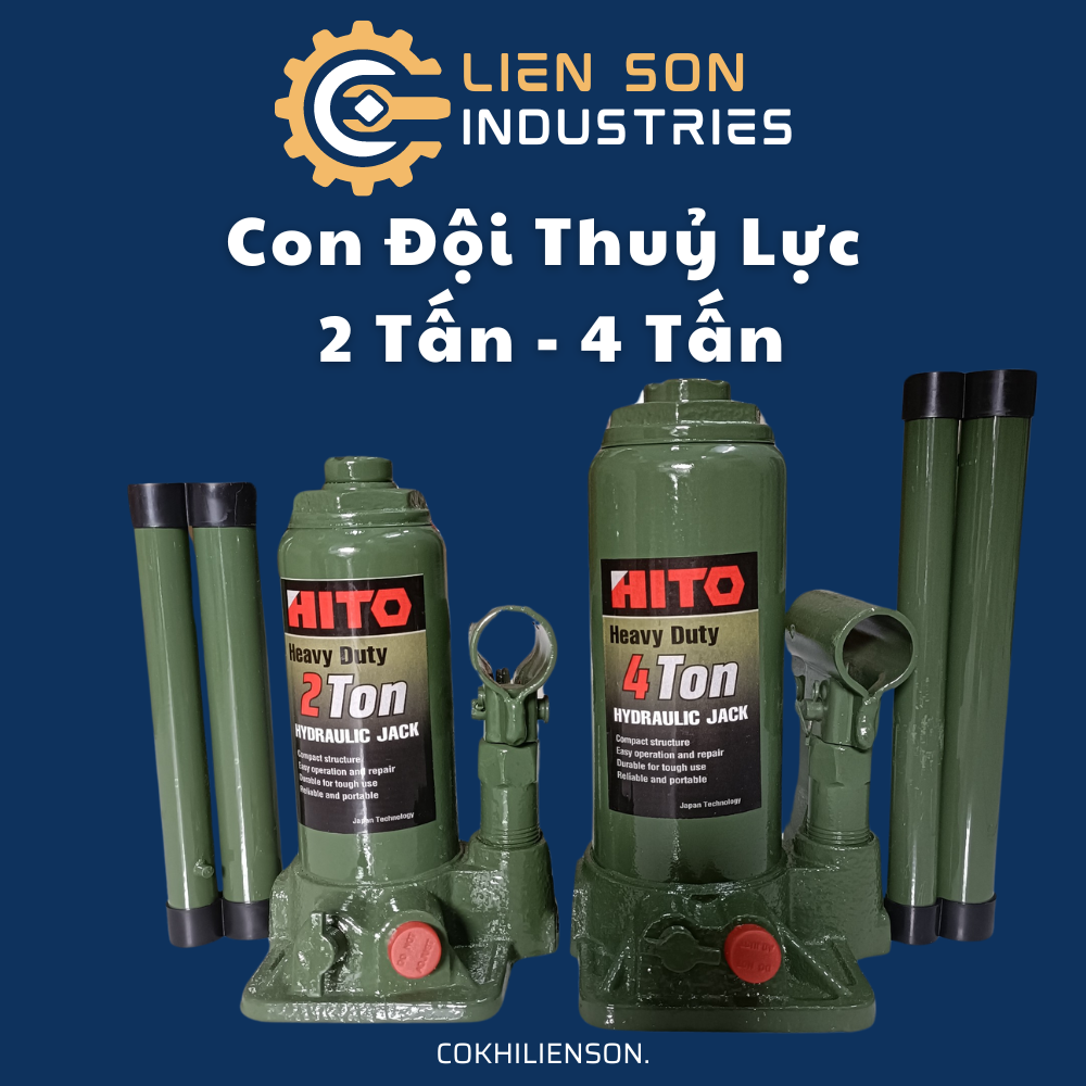 Kích đội thủy lực Hito 2-10 tấn con đội thủy lực có van an toàn kích thủy lực nâng ô tô công nghiệp sửa chữa - Cơ Khí Liên Sơn