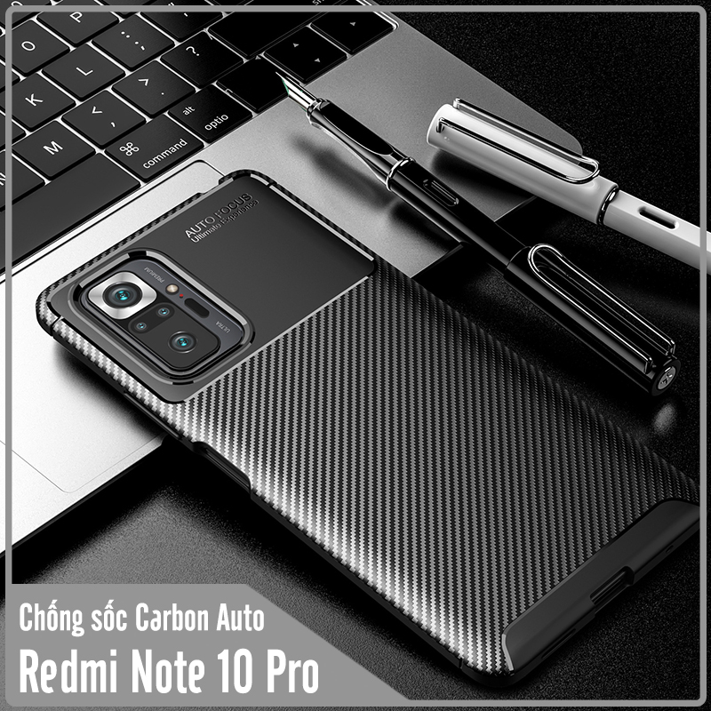 Ốp lưng cho Xiaomi Redmi Note 10 Pro chống sốc Carbon
