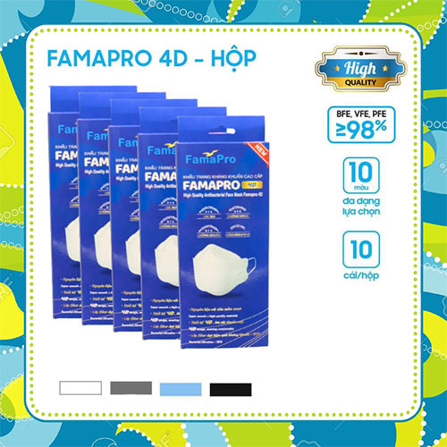 Khẩu trang kf94 famapro & duy quân mask túi hộp 10 cái