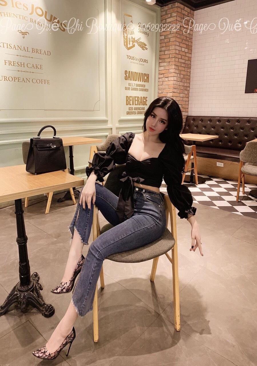 Áo nữ tay phồng cột nơ eo gợi cảm