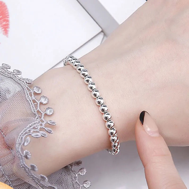 Lắc Tay Nữ Bạc Hiểu Minh LTU017 Bi Tròn Bảo Hành Vĩnh Viễn