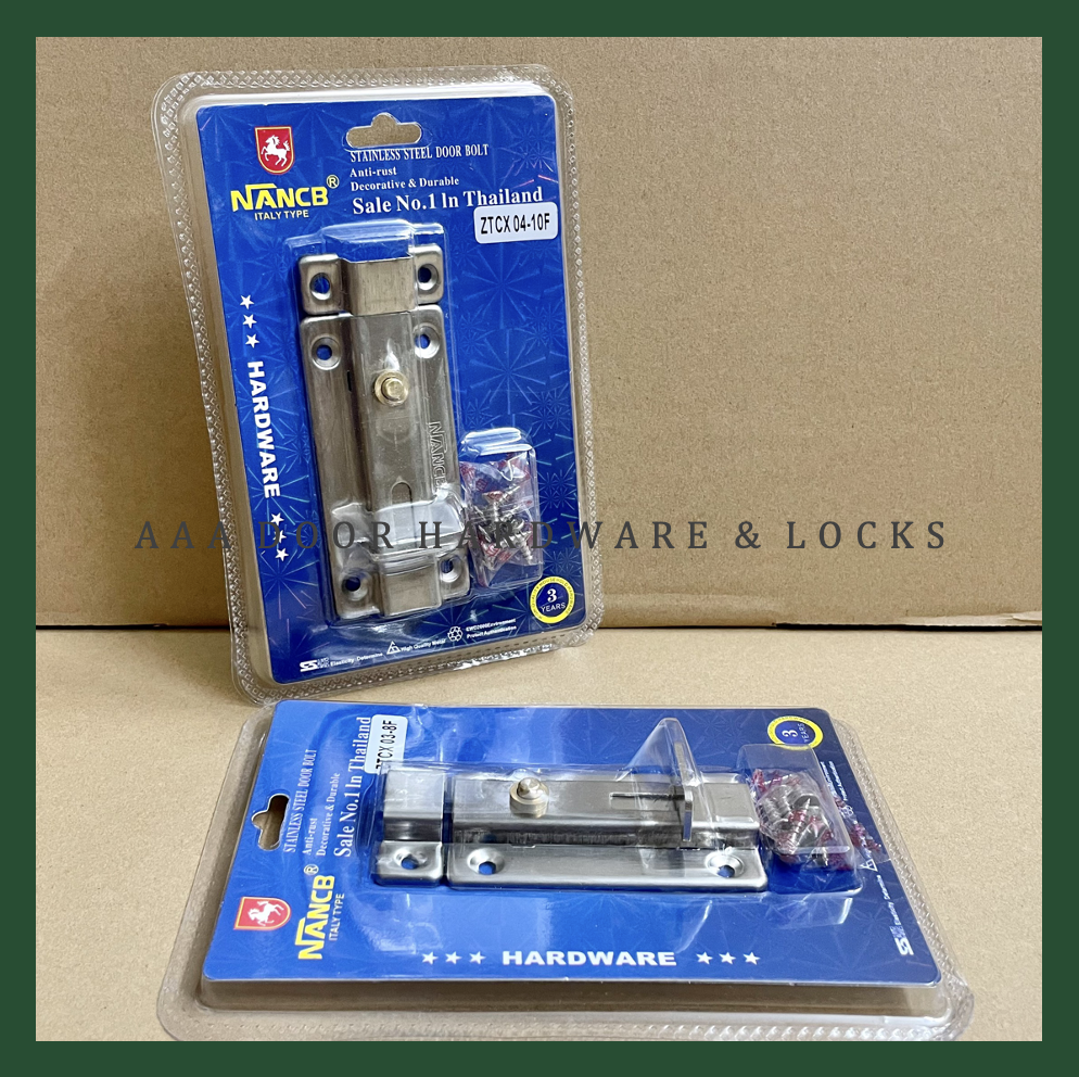 Chốt cửa inox 8F 10F (Chốt bấm inox 8cm /10cm - Chốt gài ngang có nút bấm) thương hiệu Nancb