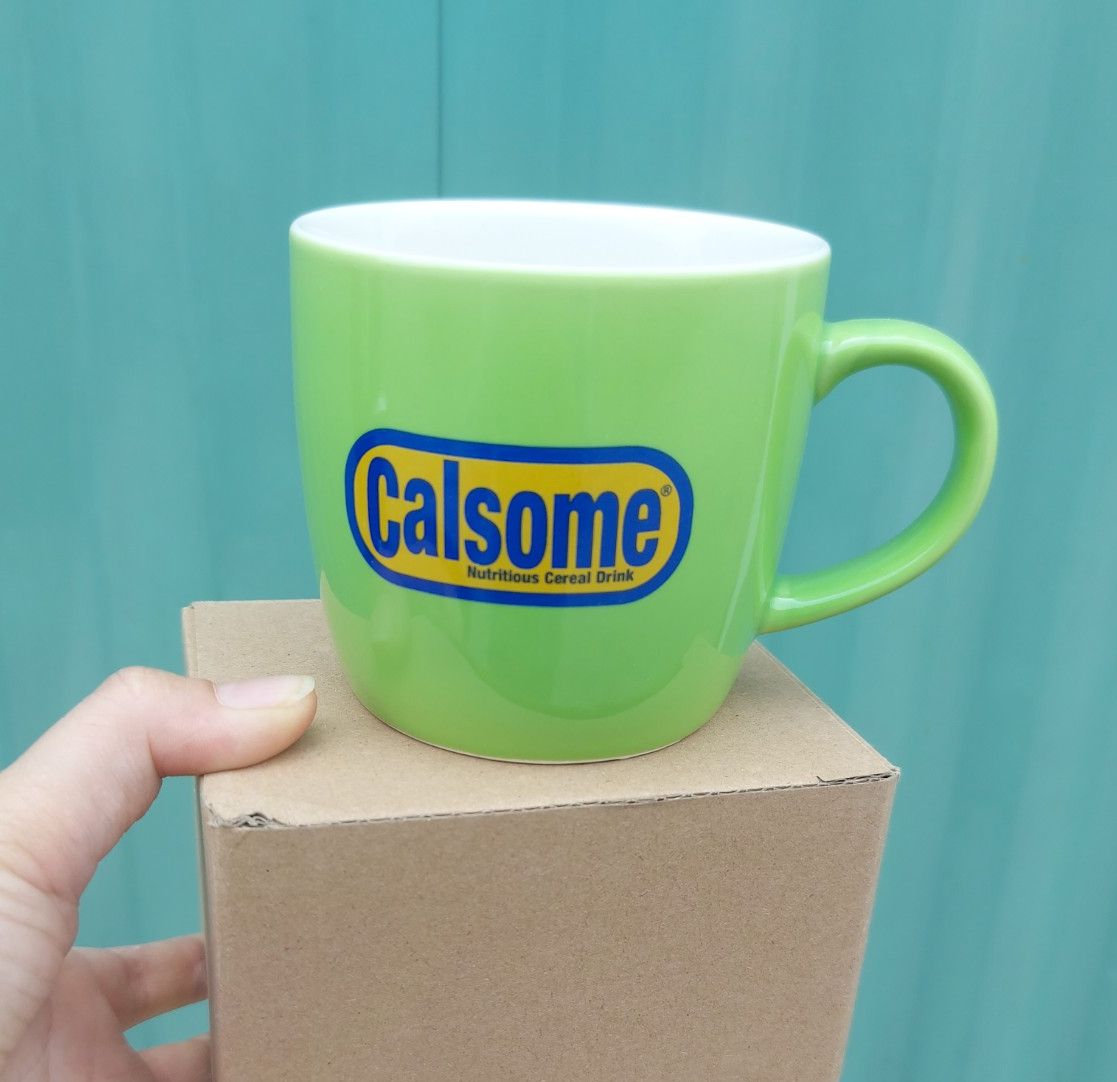 Set 03 Cốc sứ calsome - Ly tách sứ uống nước tráng men xanh bóng cao cấp có quai 300ml kèm hộp sang trọng