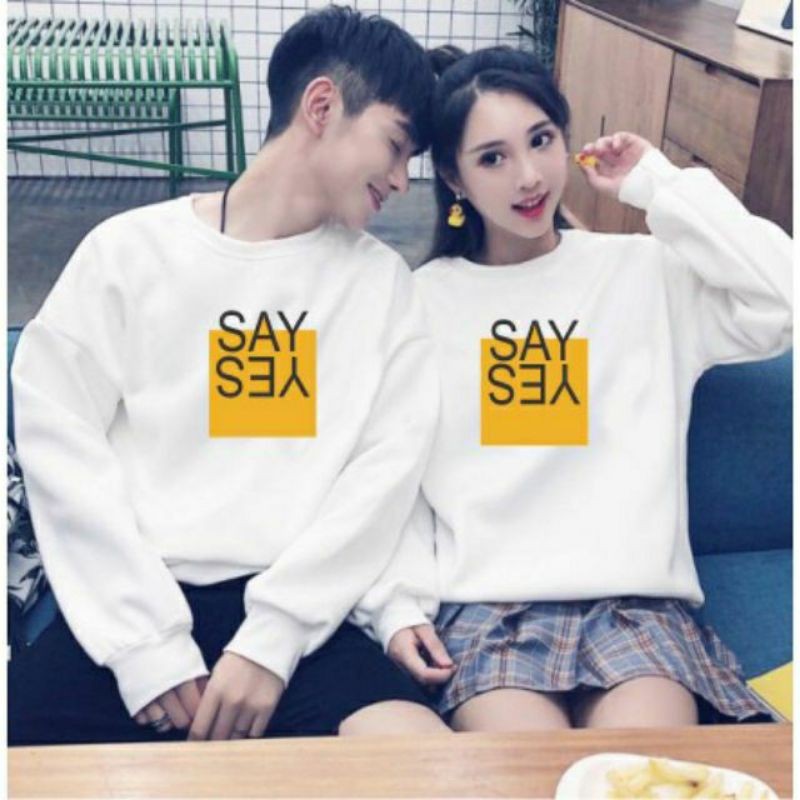 Áo Cặp Đôi Thu Đông Nam Nữ Dài Bo Tay Gấu In Hình Hai Cô Cậu Chibi Siêu Dễ Thương Chất Vải Nỉ Tàu Ấm Áp