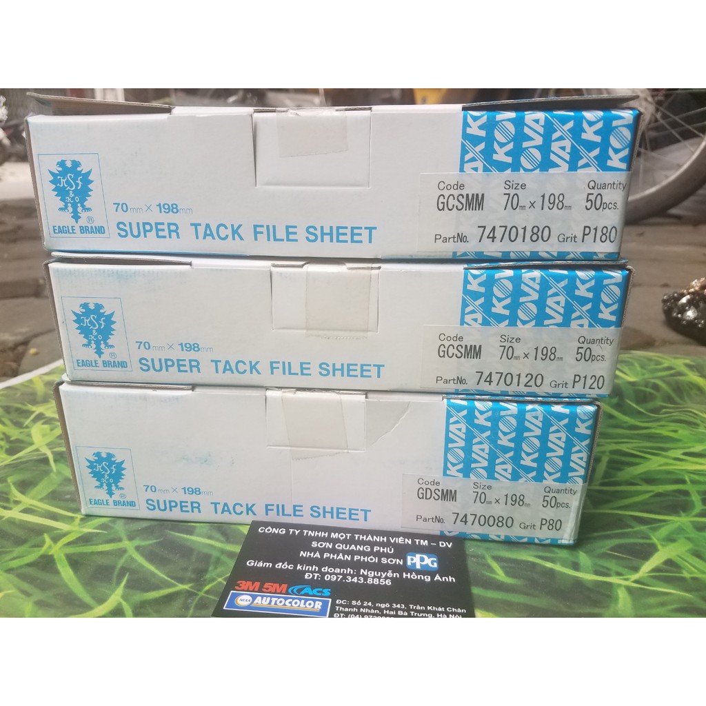 10 Tờ giấy nhám chà khô chữ nhật Kovax sx tại Nhật 70x198mm P80